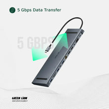 Green Lion 12-in-1 4K HDMI Ethernet USB-C Hub - Gray