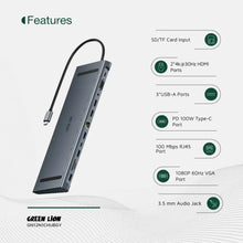Green Lion 12-in-1 4K HDMI Ethernet USB-C Hub - Gray