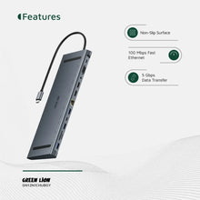 Green Lion 12-in-1 4K HDMI Ethernet USB-C Hub - Gray