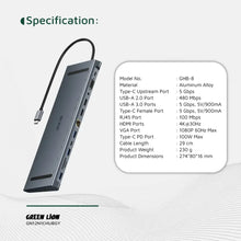Green Lion 12-in-1 4K HDMI Ethernet USB-C Hub - Gray
