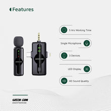 Green Lion 3 in 1 Noise Cancellation Microphone - Black
