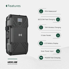 Green Lion Solar 5-Panel 20000mAh Power Bank PD20W - Black