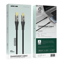 Green Lion Transparent Cable USB-C To Lightning Braided - Black