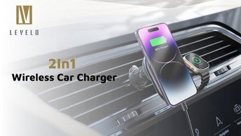 Levelo Siena 2-in-1 Wireless Car Charger with 15W Fast Wireless Charging, Detachable Watch Charger, Aluminum Alloy Cooling, Suction Mount, Efficient Heat Dissipation, Strong Magnet, Vertical & Horizontal Air Vents - Black