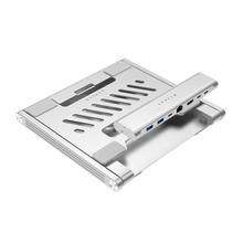Levelo AeroLink Laptop Stand With Built-In Portable 7 In 1 Hub - Silver