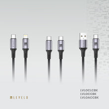 Levelo Otto USB C to Lightning 30W Leather Cable - Black