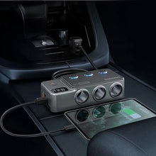 Porodo 120W Car Charger Hub Triple-Port Lighter Socket - Dark Gray