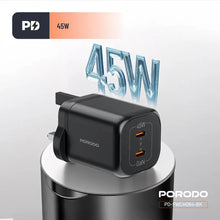 Porodo Dual USB-C Quick Charger - Black