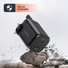 Porodo Dual USB-C Quick Charger - Black