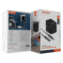 [PD-FWCH065-BK] Porodo GaN Universal Travel Multi-Port Quick Charger – Black