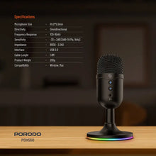Porodo Gaming Omni-Directional USB Microphone - Black