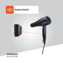 [PD-LFST072-BK] Porodo Lifestyle 1200W Hair Dryer 1.8M Cable - Black