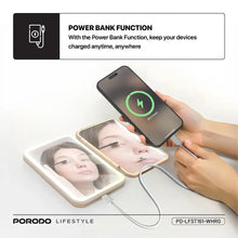 Porodo Lifestyle 5000mAh Power Bank Magnifying Mirror - White/Rose Gold