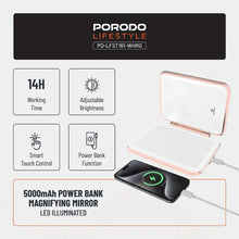 Porodo Lifestyle 5000mAh Power Bank Magnifying Mirror - White/Rose Gold