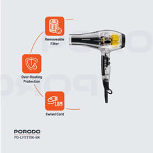 Porodo Lifestyle Crystal Shell Hair Dryer - Black