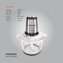 [PD-LFST045-BK] Porodo Lifestyle Meat and Vegetable Electric Food Chopper - Black