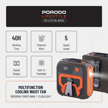 Porodo Lifestyle Multifunction Cooling Waist Fan - Brown/Orange