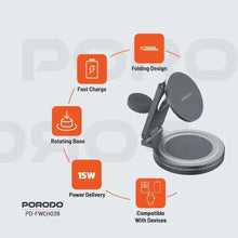 [PD-FWCH039-GY] Porodo Rotating Base Three-Device Wireless Charger - Gray