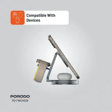 [PD-FWCH039-GY] Porodo Rotating Base Three-Device Wireless Charger - Gray