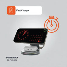 [PD-FWCH039-GY] Porodo Rotating Base Three-Device Wireless Charger - Gray