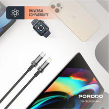 Porodo Transparent Shell USB-C To Lightning Cable - Black