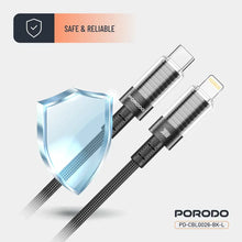 Porodo Transparent Shell USB-C To Lightning Cable - Black