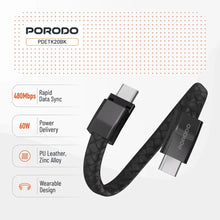 [PDETK20BK] Porodo USB-C to USB-C Wristband Cable Magnetic Steel Clasp (Black)