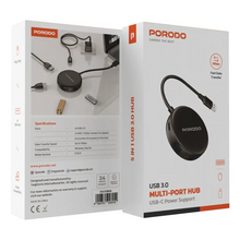 Porodo USB 3.0 Multi-Port Hub - Black