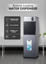 Bottom Loading Water Dispenser| Normal, Hot and Cold Function, Compressor Cooling, And 3 Taps| Cold Temperature: 4-12 Degrees Celsius; Hot Temperature: 85-95 Degrees Celsius| Perfect For Home and Office| Metallic grey, 2 Year Warranty GWD17037 Grey & Black