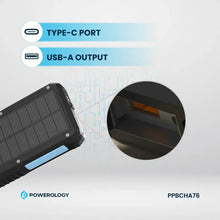 Powerology 20000mAh Solar Wireless Charging Power Bank - Black