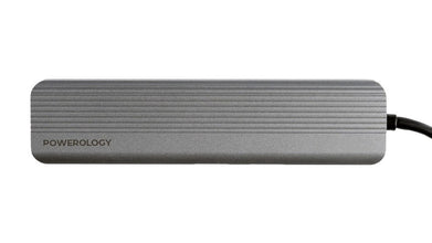 [P61HBCGY] Powerology 6-in-1 Slim 4K HDMI USB-C Hub