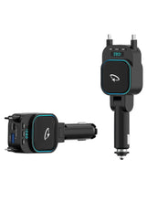 Goaltage FMTR02 PowerTune Pro Bluetooth FM Transmitter with Built-In Cables, Multi-Format Support, Safety Protection, Fast Charging, Hands-Free Calling and Wide Compatibility