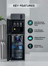 Bottom Loading Water Dispenser| Normal, Hot and Cold Function, Compressor Cooling, And 3 Taps| Cold Temperature: 4-12 Degrees Celsius; Hot Temperature: 85-95 Degrees Celsius| Perfect For Home and Office| Metallic grey, 2 Year Warranty GWD17037 Grey & Black