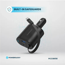[PCCSR018] Powerology Type-C Retractable Car Charger 70W - Black