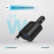 [PCCSR018] Powerology Type-C Retractable Car Charger 70W - Black
