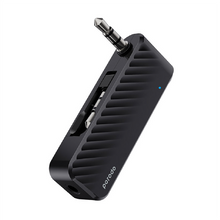 Porodo Bluetooth Audio Transmitter with Dual AUX Jack, Built-in Battery, 200mAh Battery Capacity, Bluetooth Version 5.1, 7m Operation Range, 10 Hours Working Time, 2 Hours Charging Time, Type-C Charging Port, Jack 3.5mm Connector, In- Flight Adapter - Black