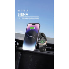 Levelo Siena 2-in-1 Wireless Car Charger with 15W Fast Wireless Charging, Detachable Watch Charger, Aluminum Alloy Cooling, Suction Mount, Efficient Heat Dissipation, Strong Magnet, Vertical & Horizontal Air Vents - Black