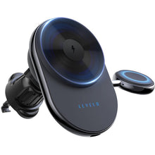 Levelo Siena 2-in-1 Wireless Car Charger with 15W Fast Wireless Charging, Detachable Watch Charger, Aluminum Alloy Cooling, Suction Mount, Efficient Heat Dissipation, Strong Magnet, Vertical & Horizontal Air Vents - Black