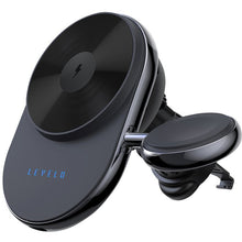 Levelo Siena 2-in-1 Wireless Car Charger with 15W Fast Wireless Charging, Detachable Watch Charger, Aluminum Alloy Cooling, Suction Mount, Efficient Heat Dissipation, Strong Magnet, Vertical & Horizontal Air Vents - Black
