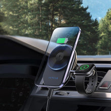 Levelo Siena 2-in-1 Wireless Car Charger with 15W Fast Wireless Charging, Detachable Watch Charger, Aluminum Alloy Cooling, Suction Mount, Efficient Heat Dissipation, Strong Magnet, Vertical & Horizontal Air Vents - Black