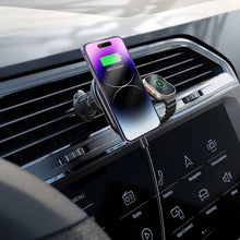 Levelo Siena 2-in-1 Wireless Car Charger with 15W Fast Wireless Charging, Detachable Watch Charger, Aluminum Alloy Cooling, Suction Mount, Efficient Heat Dissipation, Strong Magnet, Vertical & Horizontal Air Vents - Black