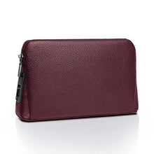 Green Lion London Smart Fingerprint Pouch with Genuine Cow Leather Material, Smart Fingerprint Lock, Water Resistant, Anti-Theft Protection, Easy to Handle - Dark Red
