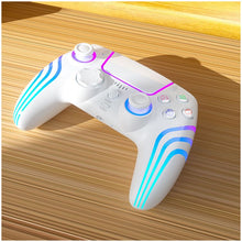 Porodo Gaming PS4 Wireless Controller with Cool Light Patterns, Customizable LED Light, Multi-platform Compatibility, Ergonomic Design, 20 Hours Working Time, 10m Working Distance, 2.5 Hours Charging Time, 1000mAh Battery Capacity - White