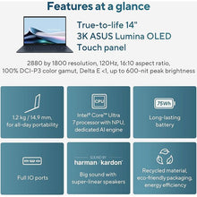ASUS Zenbook 14 OLED Laptop - Intel Core Ultra 7 155H, 16GB RAM, 1TB SSD, Intel Arc Graphics, 14