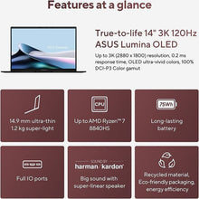 ASUS Zenbook 14 OLED Laptop - AMD Ryzen R7-8840HS, 16GB RAM, 1TB SSD, AMD Radeon Graphics, 14-inch FHD OLED, Windows 11 Home - Jade Black