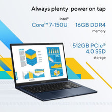 ASUS Vivobook 15 X1504VA Intel Core 7-150U, 16GB RAM, 512GB SSD, Intel Graphics, 15.6 FHD, Windows 11 Home - Cool Silver