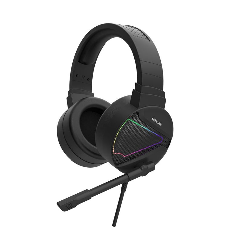 Green Lion GP27X Gaming Headphone with Noise Canceling Microphone, Hight Definition Audio, 3 Color Lights, 3.5mm Audio Jack, 360° Free Bending, Comfortable to Wear - Black