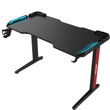 Green Lion RGB Gaming Desk with Adjustable Nonslip Feet, 200+ kg Bearing Capacity, 7 Color Modes, Cup Holder, Water-Resistant, Rounded Corners - Black