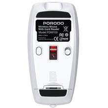 Porodo 1600DPI Wireless Mouse with Card Reader, 120mAh Battery, ABS Material, Bluetooth Version 5.1, 10m Working Distance, Silent Efficient Performance, Plug & Play - Silver