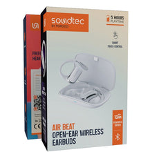 Porodo Soundtec Air Beat Open-Ear Wireless Earbuds with Smart Touch Control, Noise Reduction Technology, 300mAh Charging Case & 40mAh Earbuds Battery, Up to 5 Hours Play Time, Sweat & Water Resistant - White